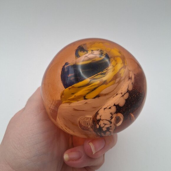 OGLEBAY WHEELING WEST VIRGINIA BLOOMING FLOWER SWIRL ROUND GLASS PAPERWEIGHT - Picture 10 of 10